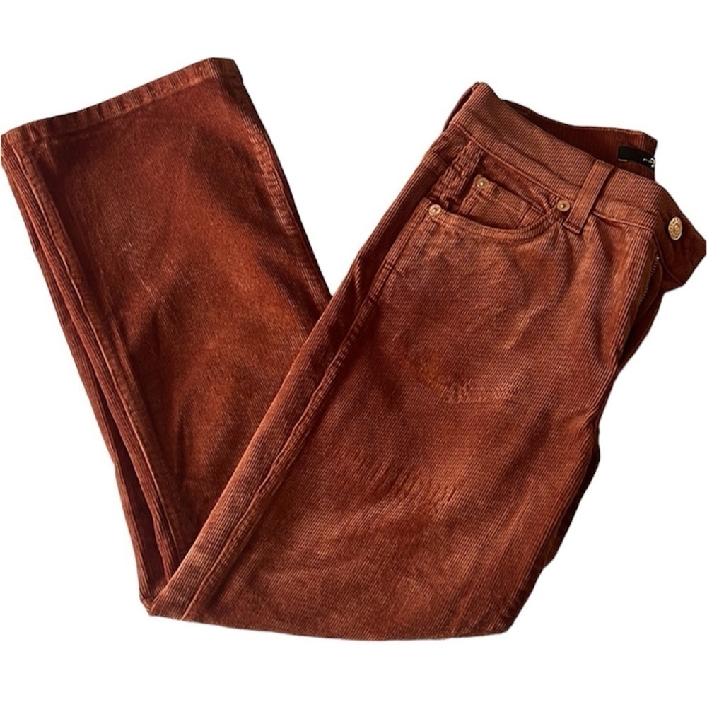 7 FOR ALL MAN KIND Women's Burnt Orange Corduroy Boot Leg Crop - Size 25